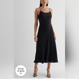 Express Cami Midi V-neck Satin Slip Dress